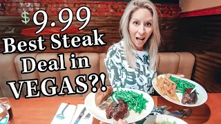 $9.99 STEAK in LAS VEGAS?! | BEST Steak Deal in Vegas🥩Ellis Island Casino SECRETS & Vegas Tips