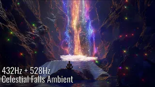432Hz & 528Hz Celestial Waterfall Ambient: 3 Hours of Meditative Healing Frequencies