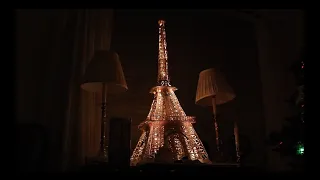 Eiffel Tower model at night