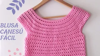 TOP o BLUSA CANESÚ  CROCHET SENCILLA Y  SIN COSTURAS 😍💚🌺