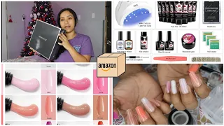 Probando un kit de poly gel para las uñas de  amazon 😱💅si funciona!? es facil !? 🤔