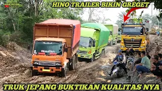 Stelan Jahat Truk Jepang Hino Trailer FM 360 th Bermuatan Buktikan Kualitas Nya Di Kubangan Lumpur