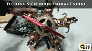 Teching 5 Cylinder Radial Engine Model Kit Retro