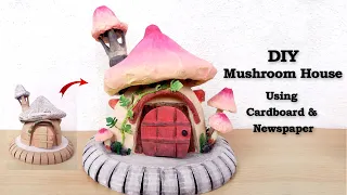 DIY Mushroom House Using Cardboard & Newspaper || DIY Mushroom Fairy House || DIY Fairy House ||