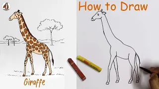 How To Draw a Giraffe Step by Step | Easy Oil pastel Color Giraffe Drawing Tutorial