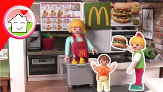 Playmobil Familie Hauser - eigener McDonalds zu Hause - Geschichte mit Anna und Lena