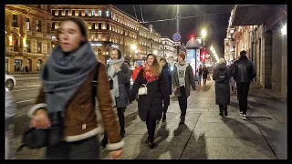 Russia St. Petersburg Night Walk Furshtatskaya street - Nevsky Avenue