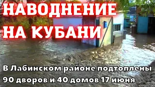 Наводнение в Краснодарском крае сегодня в Лабинском районе затопило дома и дороги