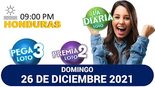 Sorteo 09 PM Loto Honduras, La Diaria, Pega 3, Premia 2, DOMINGO 26 de diciembre 2021 |✅🥇🔥💰