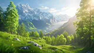 Relaxing Summer Meadow with Birds Chirping Ambient Nature Sounds Forest Spring Mountain View 8 Hours