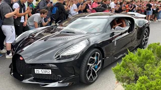 Girl DRIVING €16.7m BUGATTI LA VOITURE NOIRE (EXHAUST sound & REVS)