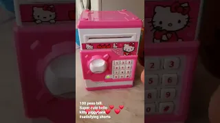 100 peso bill. Super cute hello kitty piggybank #satisfying shorts