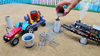 Top diy tractor the most creatives | mini rustic! making miniature | water pump| concrete bridge