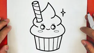 HOW TO DRAW A CUTE CUPCAKE , STEP BY STEP,  Jack Drawkings