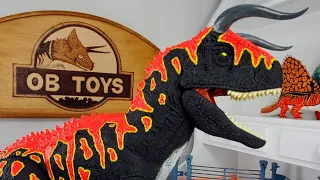 CUSTOM OB TOYS SUPER COLOSSAL DEMON CARNOTAURUS GLOW IN THE DARK DINOSAUR TOY REPAINT | TORO MATTEL