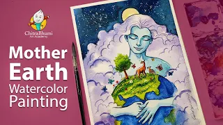 Save Earth 😍💗Beautiful Watercolor Painting | 2023 | Mother Earth  Video Fantasy Concept Art