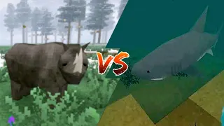 Great White Shark Vs. All Carnivores and Herbivores!! - Survival Craft 2