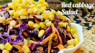 Simple red cabbage salad recipe!  Fast and fresh red cabbage salad