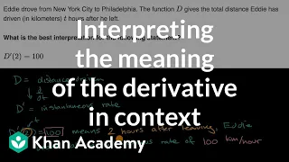 Interpreting the meaning of the derivative in context | AP Calculus AB | Khan Academy