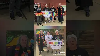 Progressive Christian Pastor blesses people in the Chicago Pride parade