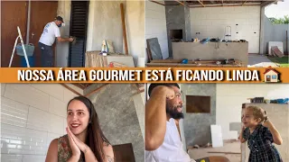 COLOCAMOS O FORRO, TOMADAS INSTALADAS, ATUALIZAÇÕES DA OBRA | lavanderia + área gourmet 🏠