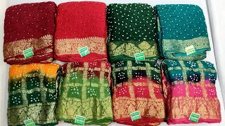 pure original bandhej sarees खूबसूरत बांधनी की शानदार साड़ी। घर बैठे 1 पीस भी मंगवाए #onlinesarees