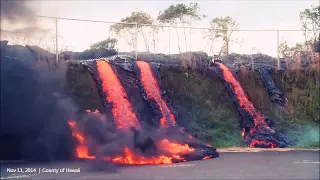 Национальный парк, гавайские вулканы - прорыв вулканической лавы.