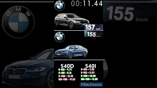 BMW 540D XDRIVE TOURING G31 340PS VS BMW 540I XDRIVE G30 333PS ACCELERATION 0-230KM/H #shorts