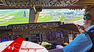BOEING 747-400 Landing Amsterdam - COCKPIT VIEW