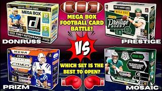 *PRIZM vs DONRUSS vs MOSAIC vs PRESTIGE MEGA BOX BATTLE!🏈 THE ULTIMATE BOX BATTLE!🤯🔥