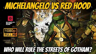 INJUSTICE 2 GAMEPLAY - MICHELANGELO VS RED HOOD - HARD MODE