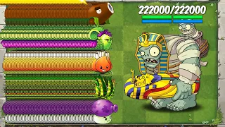 PvZ 2 Every 100 Plant Max Level vs Mummified Gargantuar Zombie 222000 HP