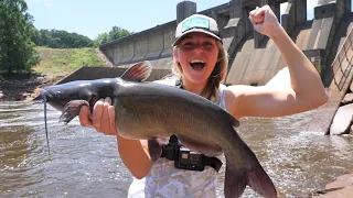 2 HOURS of Catfish CATCH and COOKS! -- Limblines, Yo-Yo Fishing, Spillways and MORE! (Her NEW PB!)