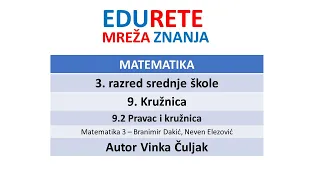 Matematika - 3. razred srednje - 9. Kružnica - 9.2 Pravac i kružnica - Vinka Čuljak