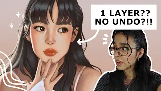 Painting in ONE LAYER WITHOUT UNDO?!😳 | Digital art challenge