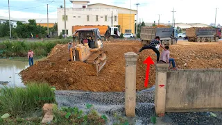 EP 1 Amazing Strong Old KOMATSU D60P Dozer Use Power Pushing Dirt Connet Building Road On The Mud