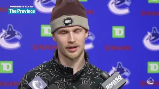 Canucks 2023 All-Star Forward Elias Pettersson Speaks At Sharks Pre-Game Media Availability 03.23.23