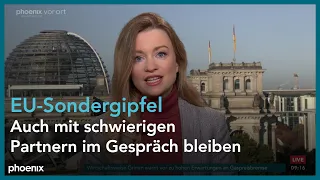 phoenix nachgefragt mit Maria Fiedler zum EU-Sondergipfel und zur Wahl in Niedersachsen am 07.10.22