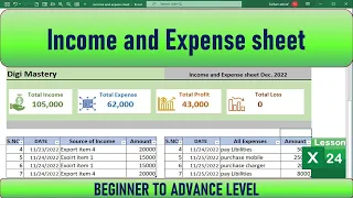 Best way to create income and expense Dashboard in excel for office and personal use