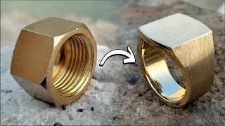 How toTurn a Hex Nut into BEAUTIFUL Ring- Using Only Hand Tools-Handmade Jewellery