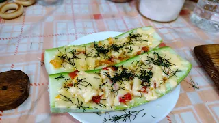 Невероятно вкусные запечённые кабачки / лодочки из кабачков/ фаршированные кабачки