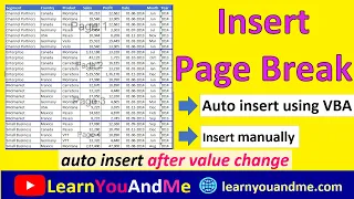 Insert page break in Excel | Auto insert page breaks on value change