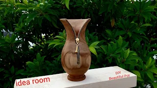 How to make Wooden Flower Pot ( wood carving )