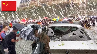 HAIL STORMS HIT CHINA TODAY! Vehicle roofs and windows are smashed in Zhejiang now!