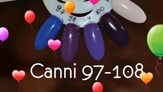 Палитра Canni цвета 97 -108. Свотчи Canni. Плотность Canni. Обзор