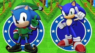 Sonic Dash - Elf Classic Sonic vs Standard Classic - Full UPGRADES - All Characters Unlocked