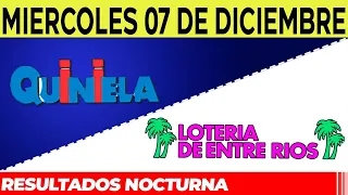 Resultados Quinielas nocturnas de Córdoba y Entre Rios Miércoles 7 de Diciembre
