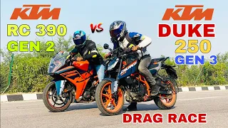 new ktm duke 390 gen 3 e20 vs new ktm rc 390 gen 2 bs6 [ race till their potential ] top end battle