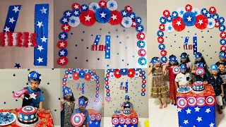 captain america birthday party theme decorations at home|captain america theme party decorations