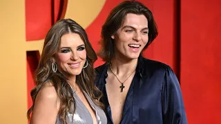 Elizabeth Hurley, and son Damian, step out in style while plugging his movie debut.